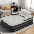 Queen Size Inflatable Air Mattress with Headboard & Built-In Pump - Gray-Style2