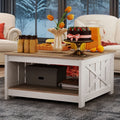 Rustic Farmhouse Coffee Table with Half-Open Storage - Gray