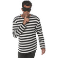 Men's Thief Costume Shirt & Mask Set - Black & White Striped, XL with Variation Thief Robbers 0-9 Months