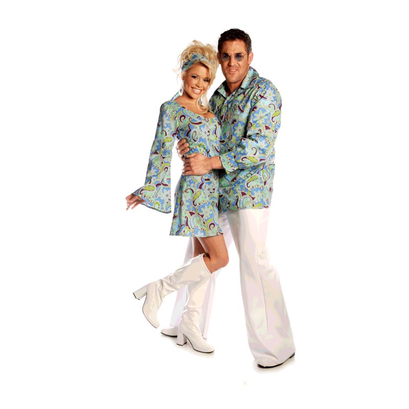 Disco Shirt Men Blue Retro 70s 60s Costume for Adult XL - Fancy Dress