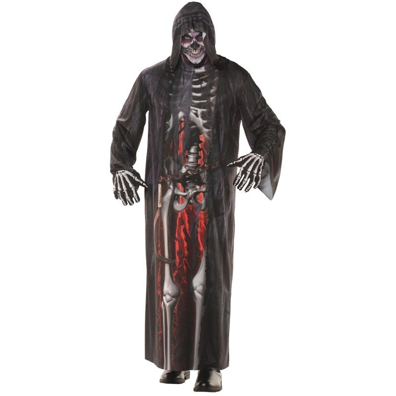 Men's Grim Reaper Halloween Costume Robe with Photoreal Digital Print