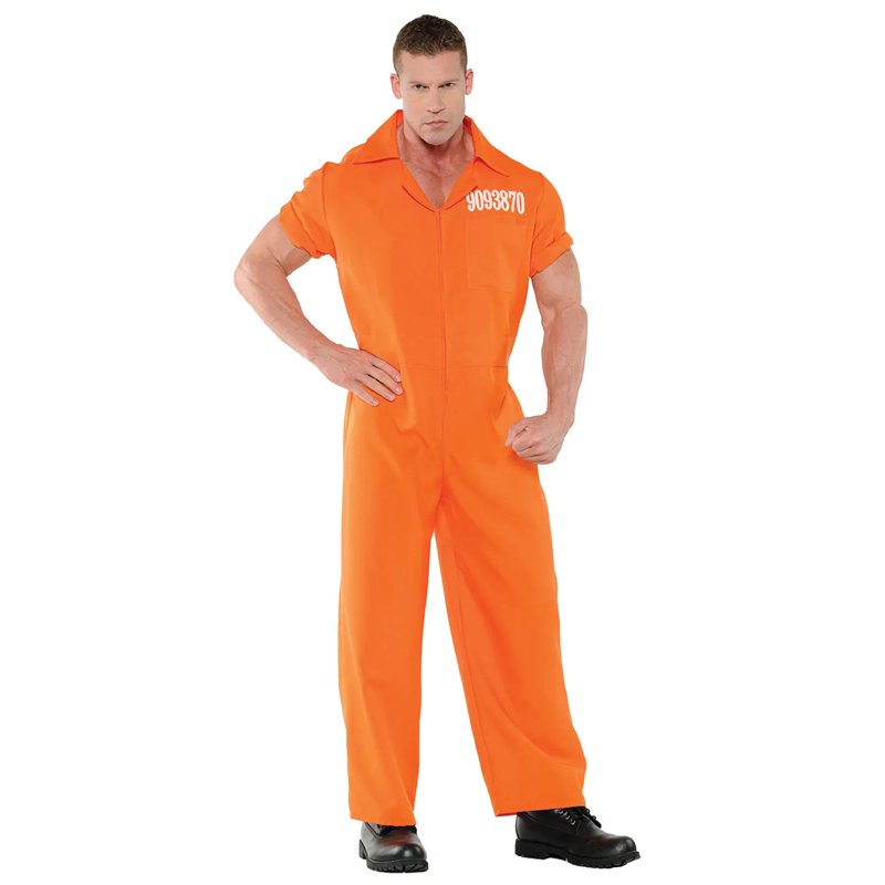 Men's Plus Size Orange Jumpsuit Costume - 2X Multicolor Variation
