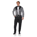 Men's Sequin Tails Costume Satin XXL Silver - Underwraps Holiday Dress-Up