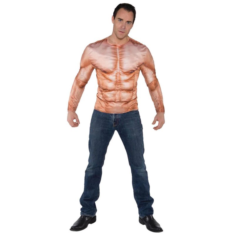 Men's Photo Realistic Muscle Padded Shirt Costume - One Size Fits Most