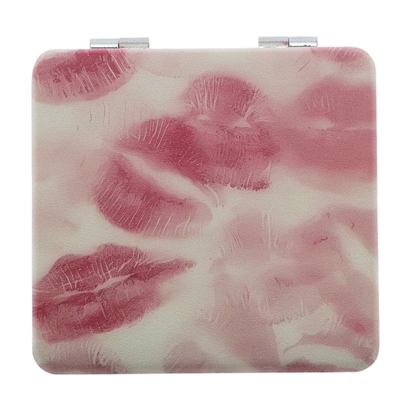 Handheld Lips Shape Makeup Mirror - Compact Travel Grooming Mirror