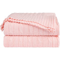 100% Cotton Cable Knit Throw Blanket - Millennial Pink 51x59 inches