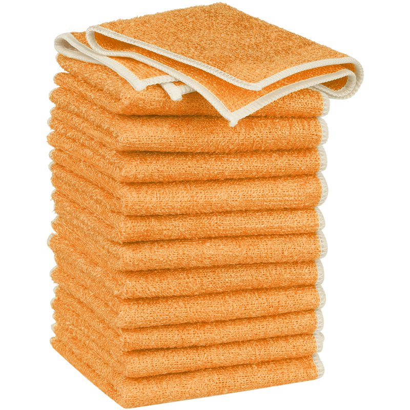 12 Pcs Microfiber Kitchen Cloths - Absorbent Rayon Bamboo Towel 7" x 9" - Orange
