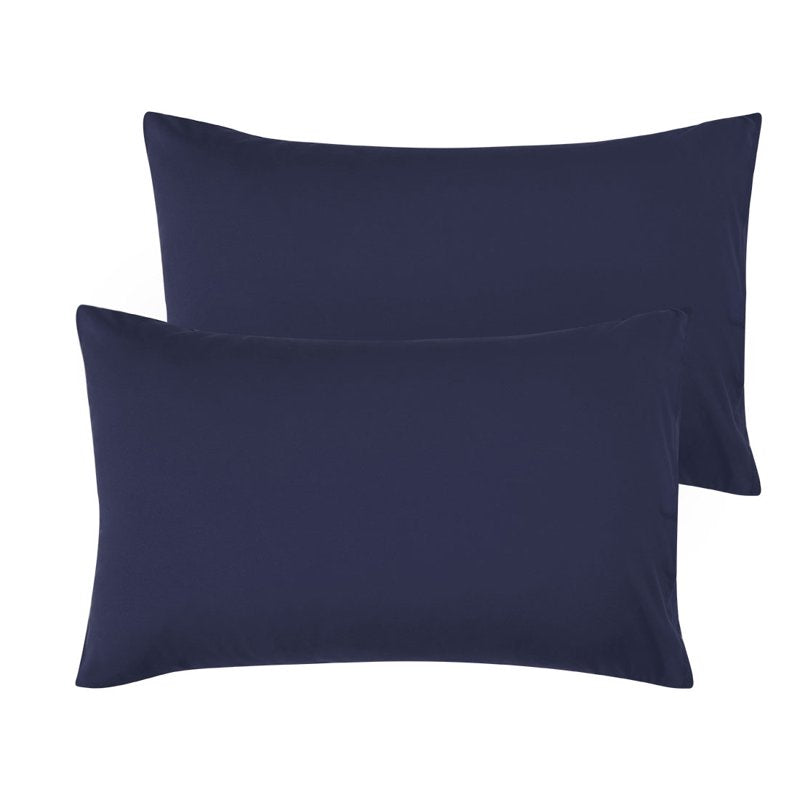King Size Microfiber Pillowcases Navy Blue 2-Pack - Soft Breathable Fabric