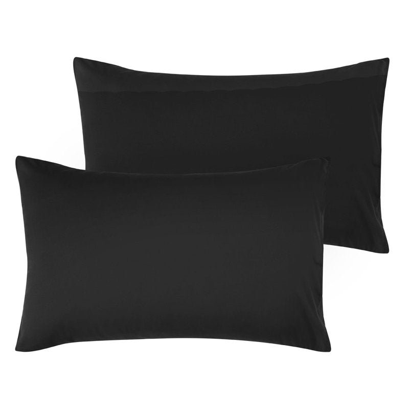 Microfiber Pillowcases 2-Pack - Standard Size, Black, Breathable & Soft