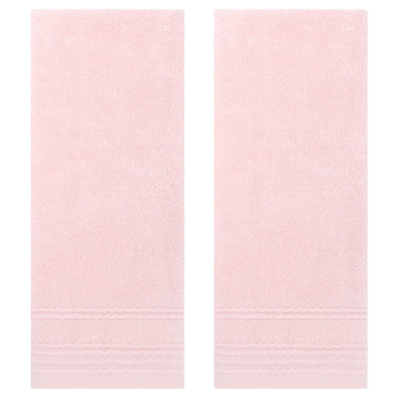 Pink Striped Hand Towels Set - 14x30 Inches Bathroom, Kitchen & Gym, 2 Pieces