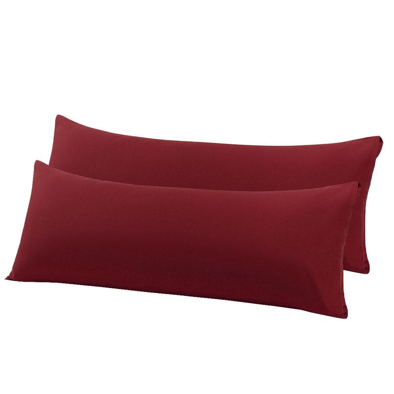 Microfiber Body Pillow Cover 20x54 Burgundy 2-Piece Set