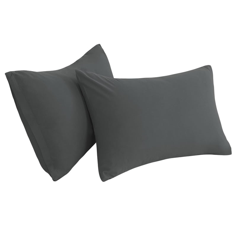 Microfiber Pillowcases 2-Piece Set - Travel Size Grey, Zipper Closure
