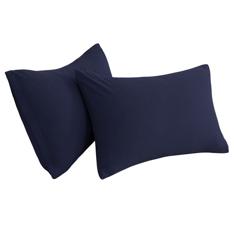 Travel Microfiber Pillowcases 2-Pack Navy Blue - Soft Breathable Zippered Covers