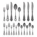 20-Piece Stainless Steel Floral Flatware Set - Black