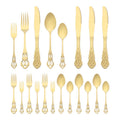 20-Piece Stainless Steel Floral Flatware Set - Gold