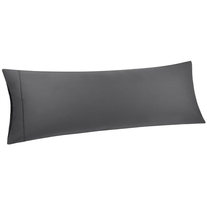 Dark Gray Cotton Body Pillow Cover with Zipper Closure 20x55 Inches