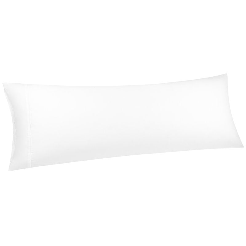 White Cotton Body Pillow Cover 20x55 Zipper Closure - Soft & Breathable