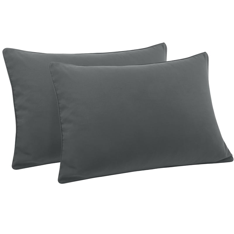 King Microfiber Pillowcases with Zipper Closure - Dark Gray, 2 Pack