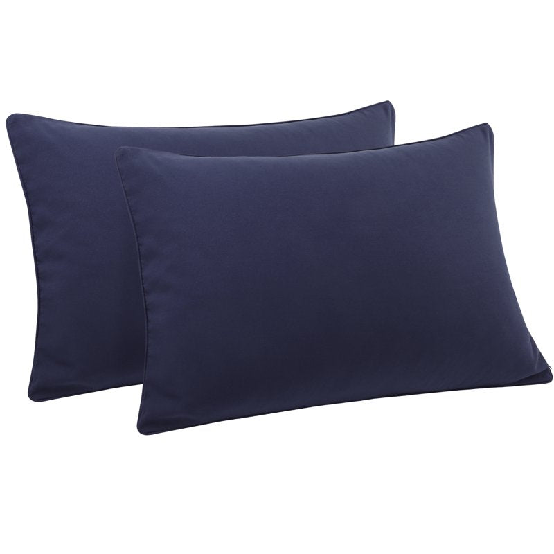 King Navy Microfiber Pillowcases with Zipper Closure, Brushed 2-Pack