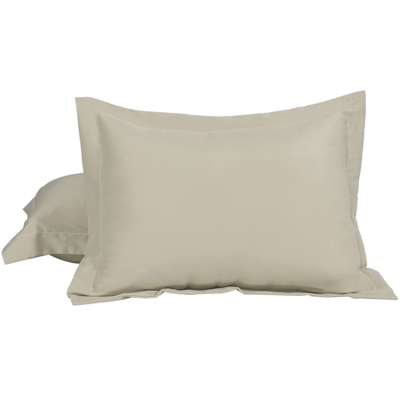 Queen Pillow Shams 2 Pack - 20 x 30 Inch Microfiber Pillowcases in Beige, Soft Breathable Microfiber Bedding