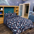 Kids Duvet Cover Bedding Set Queen Size - Astronaut Rocket Pattern, Breathable Microfiber
