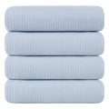 Blue Cotton Waffle Weave Bath Towels 27x55 Inches 4-Pack