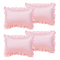 Pink Satin Ruffled Edge Pillow Sham Set - Boudoir, 4 Pieces, Unique Bargains