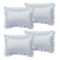 Satin Ruffled Edge Pillow Shams Set - Standard Size, Silver, 4 Pieces