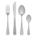 4 Piece Stainless Steel Floral Flatware Set - Silver