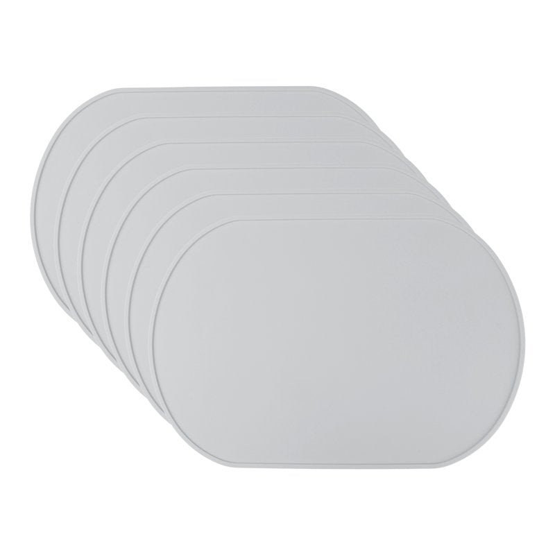 Silicone Placemats Set - 6 Pack Light Gray 15" x 10"