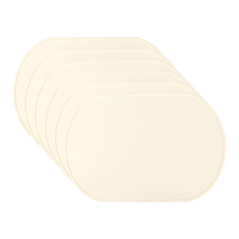 Silicone Placemats - 6 Pack, Milk White, 15" x 10"