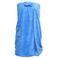 Women's Blue Bath Wrap Towel with Pocket & Adjustable Closure
