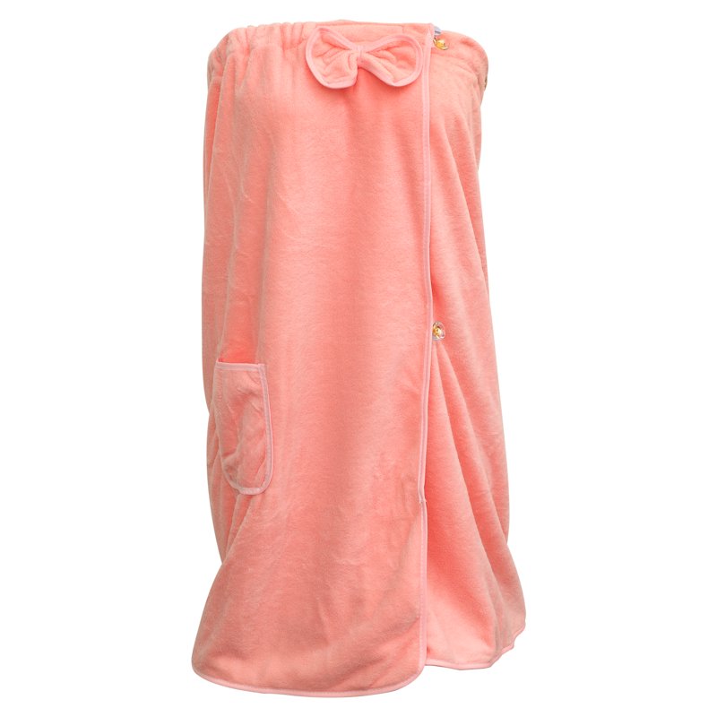 Pink Adjustable Women's Bath Wrap Towel with Pocket and Closure