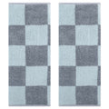 Grey Checkered Bathroom Hand Towel Set 14x28 Inch 2-Piece - Soft & Absorbent