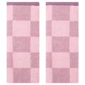 Purple Checkered Hand Towel Set 14x28 Inches - 2-Piece Bathroom Decor