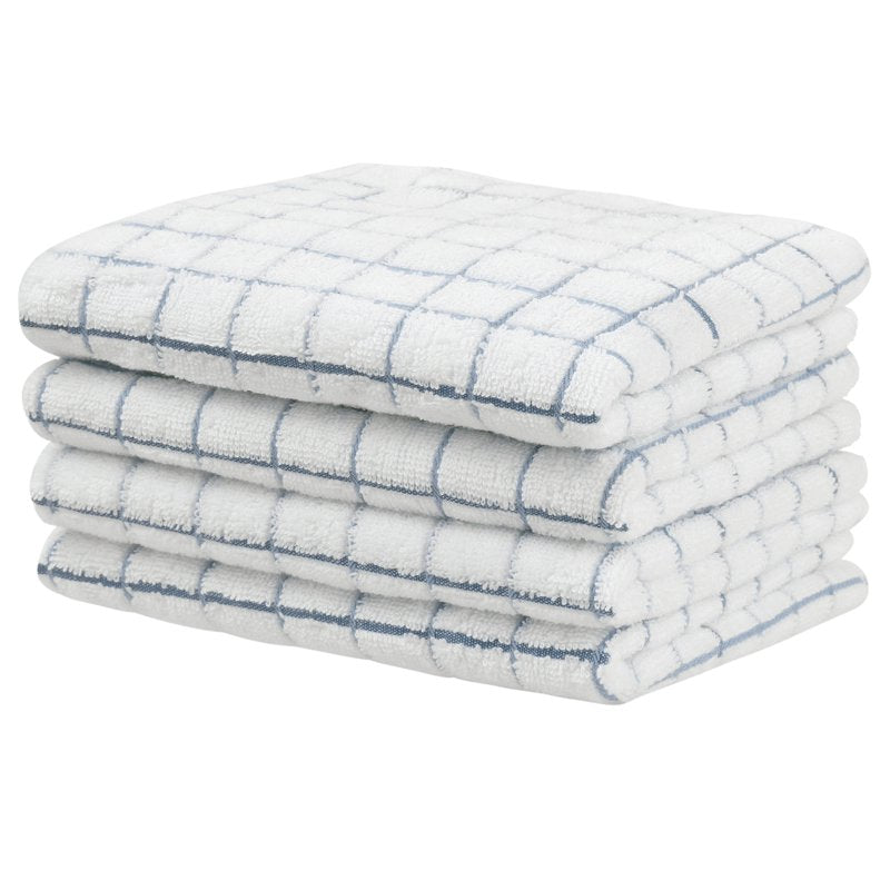 Blue Hand Towels Set - 14x28 Inches, 4-Pack, Absorbent Cotton Bathroom & Kitchen Towels