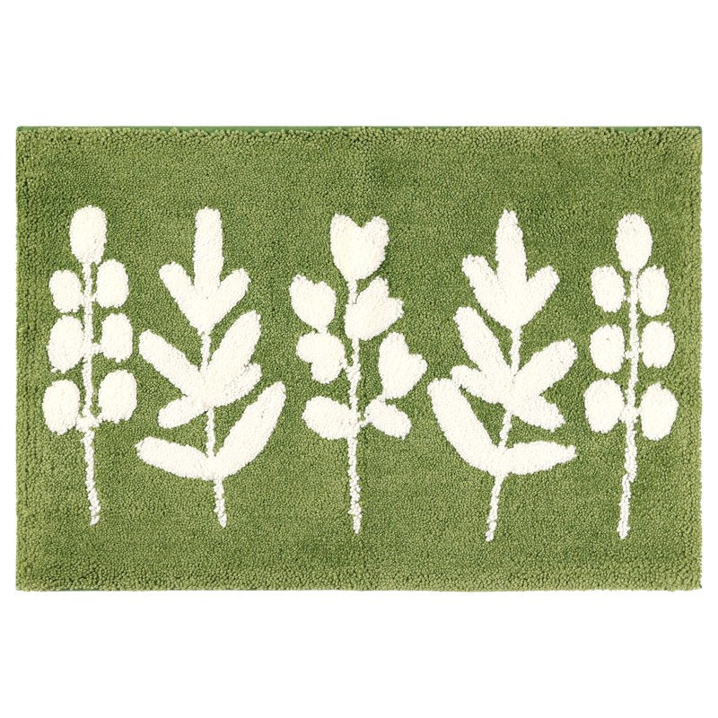 Leaves-2 Plush Fluffy Non-Slip Bath Rug 18x26 Inches - Quick Dry Bathroom Mat