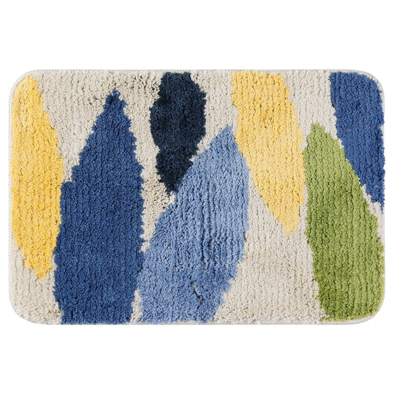 Bathroom Rug Leaves-3 16x24 Plush Fluffy Non-Slip Quick-Dry Bath Mat - Unique Bargains