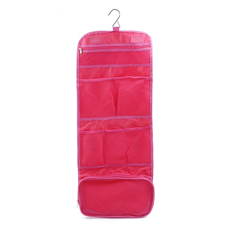 7-Pocket Hanging Toiletry Bag - Durable Canvas Cosmetic Organizer