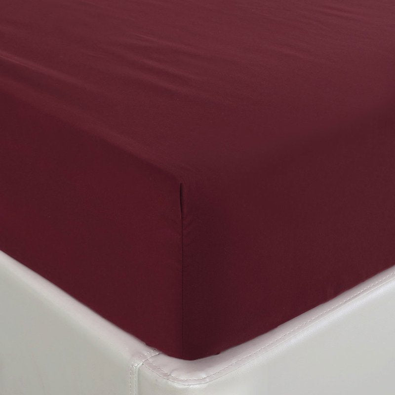 Queen Microfiber Fitted Bed Sheet Burgundy - Soft & Breathable Bedding