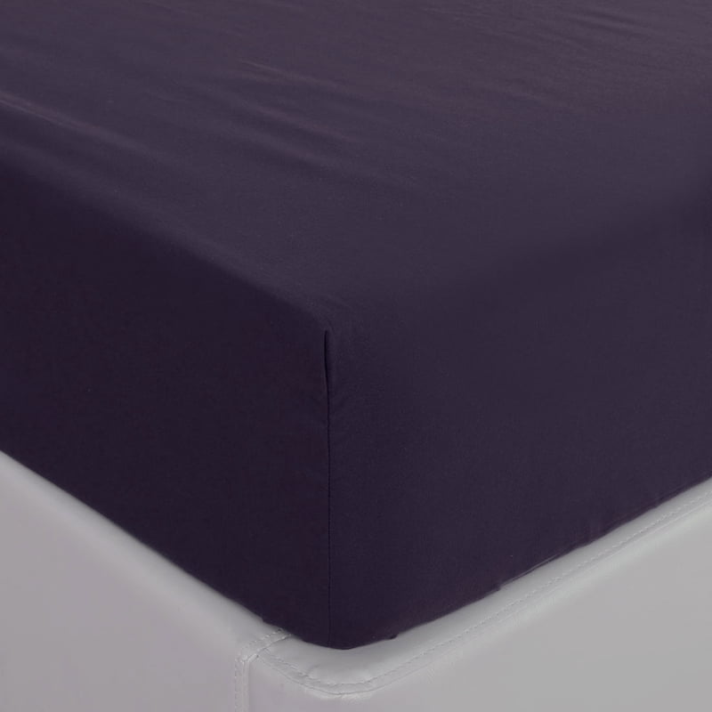 Queen Brushed Microfiber Fitted Sheet Bed Cover Dark Purple - Soft & Durable