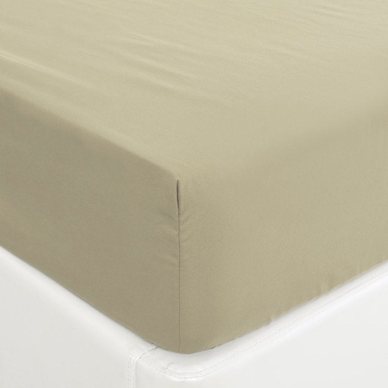 Full Size Microfiber Fitted Sheet Bed Cover - Khaki, Breathable & Machine Washable