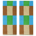 Checkered Cotton Hand Towels for Bathroom & Kitchen - Blue Green 2-Piece