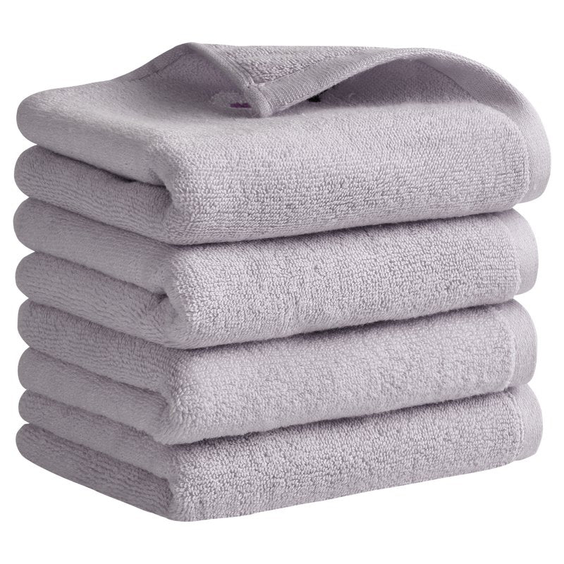 Grey Cotton Hand Towel Set - Absorbent, Soft & Quick-Drying 4-Pieces