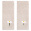 Cotton Floral Hand Towels Set - Light Brown 2-Pieces - Absorbent & Soft