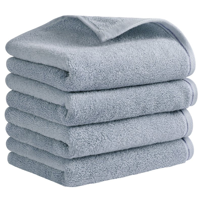 Cotton Hand Towels Set - Light Grey, 4-Piece - Soft, Absorbent Bathroom & Kitchen Towels
