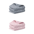 Cotton Hand Towels Set - Striped Pattern, Quick-Drying, 14x30 Inches, Grey Pink - Unique Bargains
