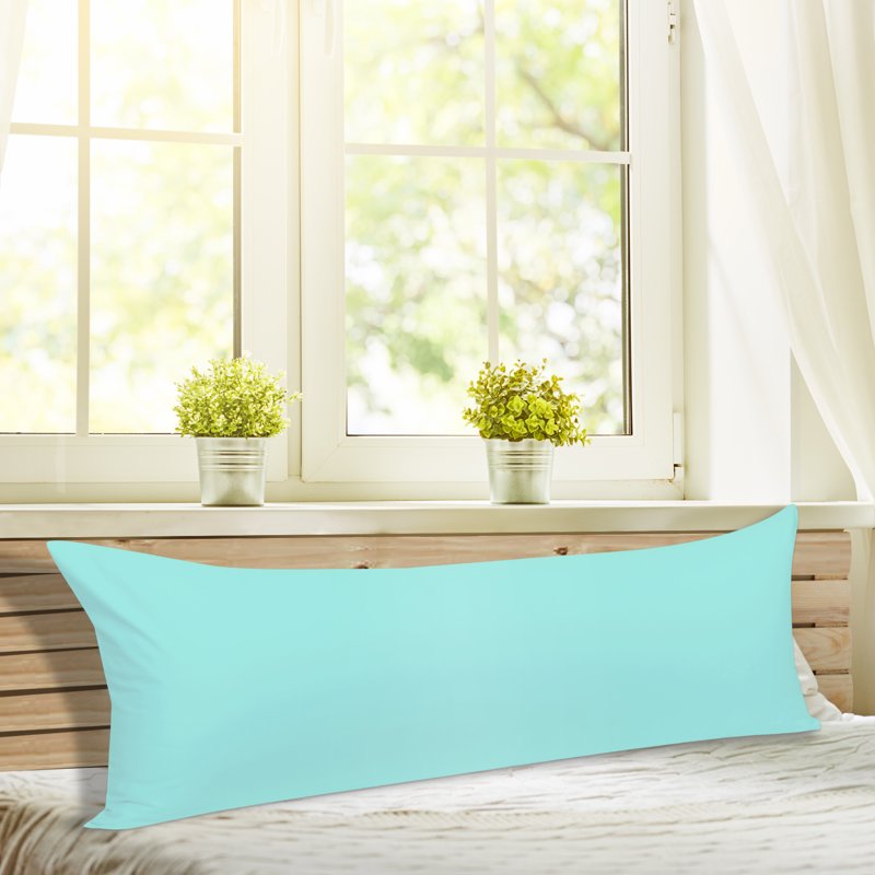 Cotton Zippered Body Pillowcase - Cyan 20 x 54 inches