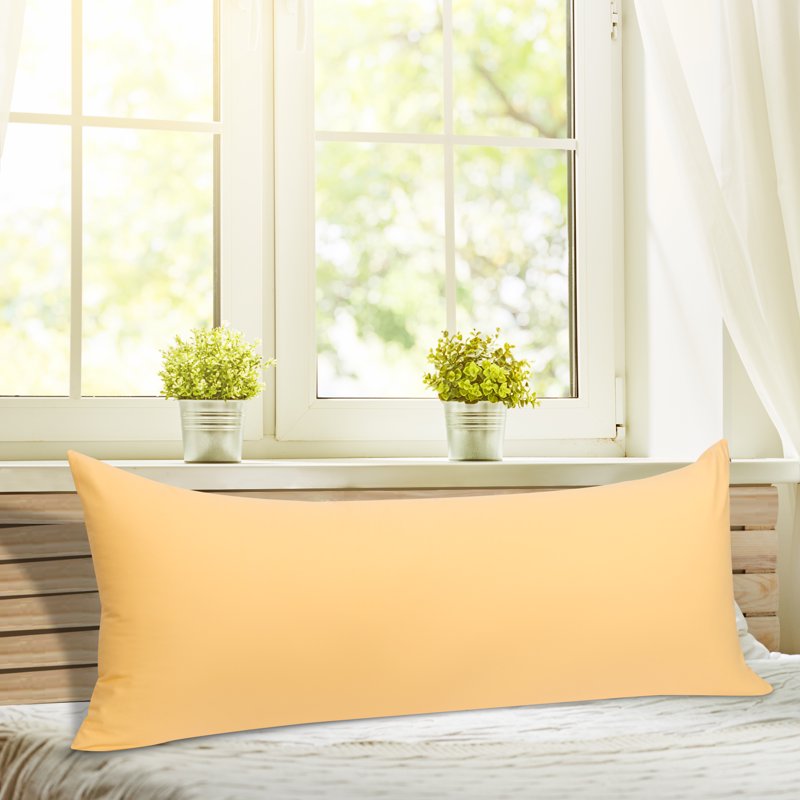Cotton Zippered Body Pillowcase 20x48 Yellow - Breathable Egyptian Cotton