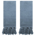 Blue Turkish Hand Towels 2 Pieces - Cotton Bathroom Decor, Quick-Dry, Fringe Tassels